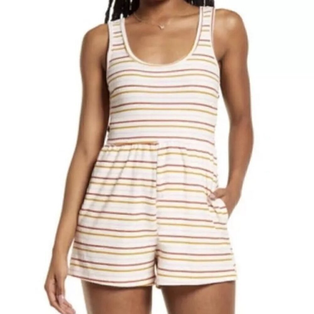 NWT BP Terry Sleeveless Romper in White Mara Stripe - Size: Small